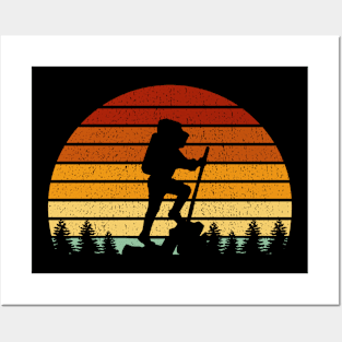 Vintage Sunset Hiking Gift For Hikers Posters and Art